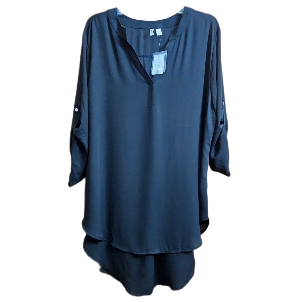 Cato womens black high low v neck blouse top shirt new with tags nwt 18 20W plus - Picture 2 of 10
